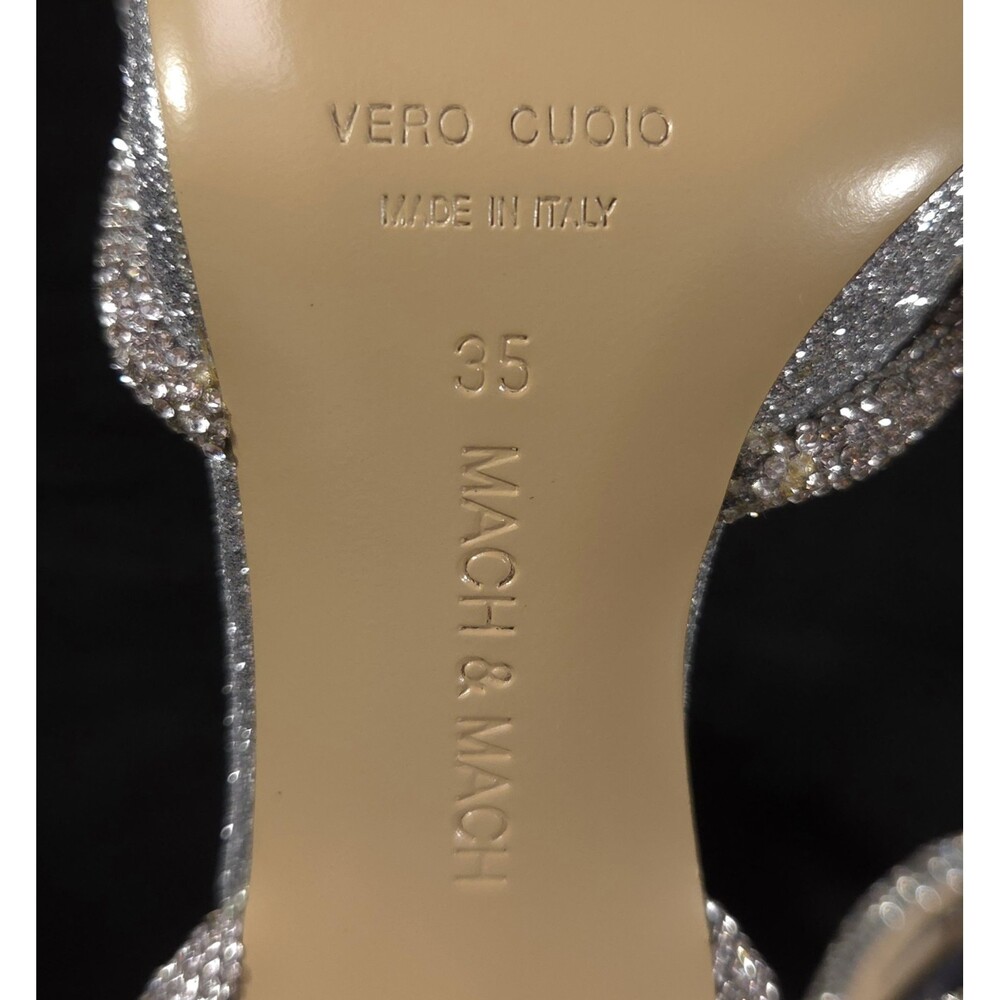 Mach & Mach Glitter Double Bow Pumps US 5 EU 35 Womens Silver Crystal $1100 - Picture 10 of 13